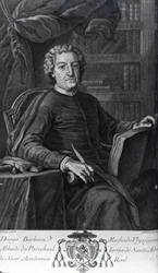 Diogo Barbosa Machado, frontyspis do jego „Bibliotheca Lusitana”, grawerowany przez Simona Thomassina